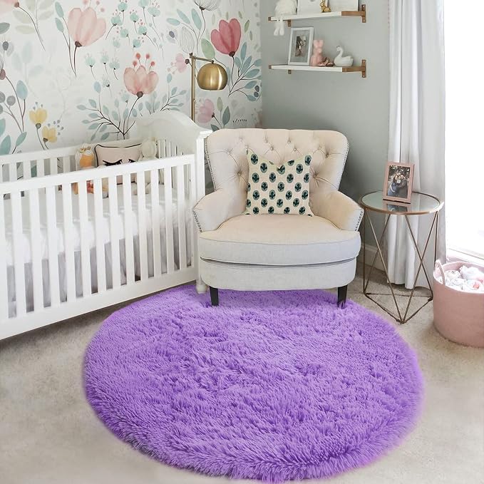 Amdrebio Purple Round Circle Rugs 6Ft - Image 7