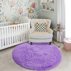 Amdrebio Purple Round Rugs 5Ft for Girls Bedroom Decor Aesthetic, Fluffy Fuzzy - Image 7