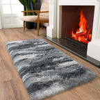 Soft Runner Rugs for Bedroom Hallways, 2x4 Abstract Grey Fluffy Shag Throw Area - Image 4