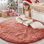 OLANLY Rust Red Round Rugs for Bedroom by OLANLY