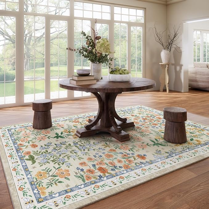 Washable Area Rugs for Living Room: 9x12 Area Rug for Bedroom Vintage Stain - Image 7