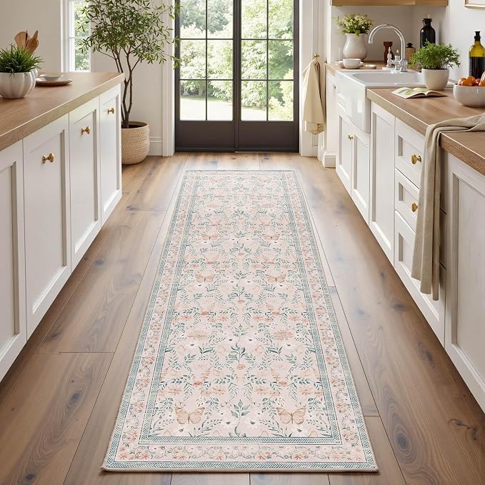 Rugxara 2x6 Floral Runner Rug, Washable Runners by Rugxara