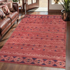 SERISSA 3x5 Area Rugs for Living Room, Washable Non-Slip Red Ochre Small Boho - Image 2