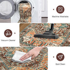 Yamaziot Washable Area Rug, 2x3 Small Entryway Rug Non-Slip Boho Vintage Rug - Image 4