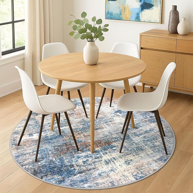 IOHOUZE Abstract Round Area Rug 6 Ft Washable Circle Rugs Large Round Rug Non - Image 3