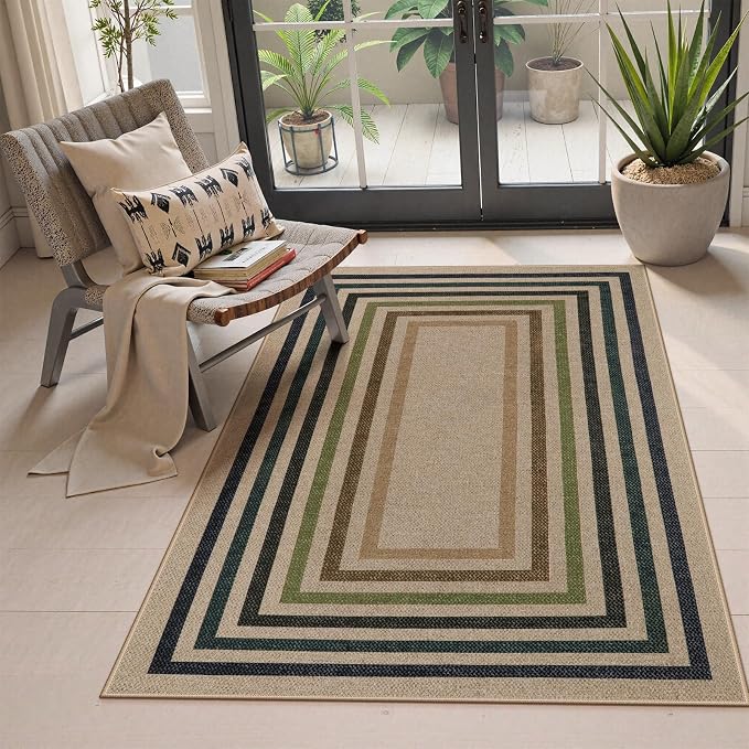 Lahome Enfys Modern Geometric Easy Jute Entryway Rug, 3x5 Washable Farmhouse by Lahome
