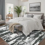DCX Abstract Area Rug 8x10, Washable Black Modern Rug - Image 2