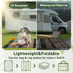 MontVoo Outdoor Rug Carpet Waterproof-Patio Rug Mat 5x8 Reversible RV Outdoor - Image 9