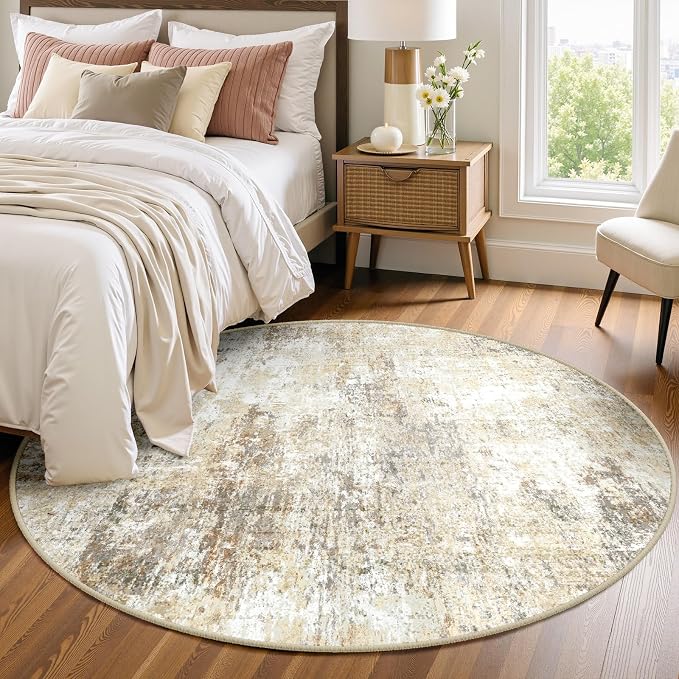 RELEANY Washable Area Rugs 4ft Non-Slip Modern Abstract Soft by RELEANY