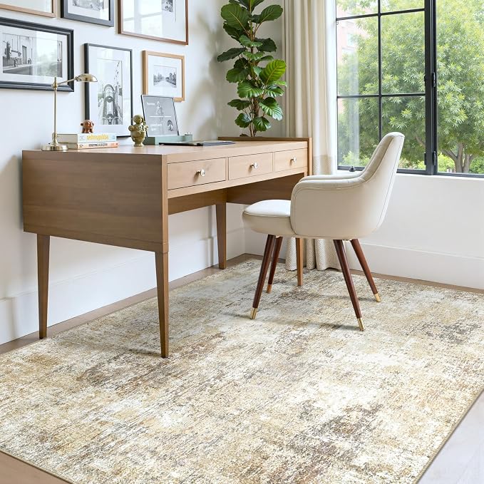 RELEANY Washable Area Rugs 4'x6' Non-Slip Modern Abstract Soft - Image 4