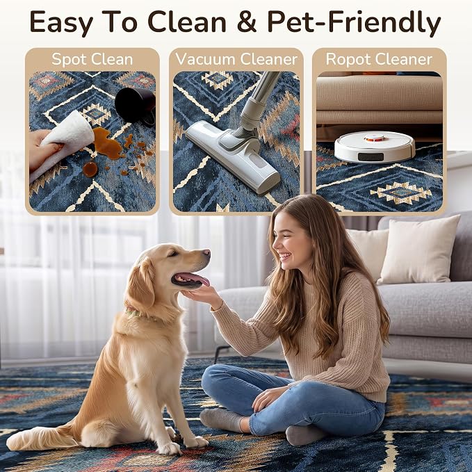BESTSWEETIE Area Rug 8x10 Rug Machine Washable Non-Slip Low Pile Print Pattern - Image 4