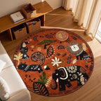 jinchan 5ft Cute Round Rug Kids Washable Fun Rug Terracotta Boho Jungle Indoor by JINCHAN