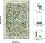 Yamaziot Washable Area Rug 6x9, Large Non-Slip Boho Floral Living Room Rug - Image 2