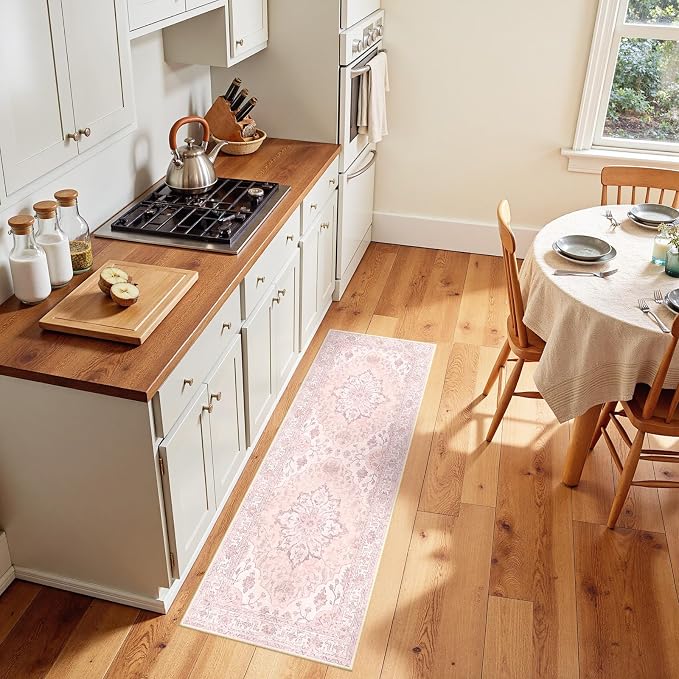 RELEANY Area Rugs Runner 2'x5' Washable Non-Slip, Floral Vintage Distress by RELEANY