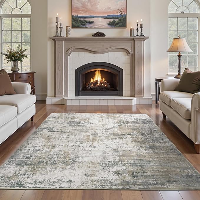 Neutral Area Rug 6x9 Washable Rugs - Image 8