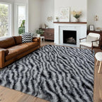 Fluffy Rugs for Living Room, 5x7 Ft Black White Zebra Shag Rugs for Bedroom - Image 2