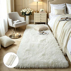 KCHOWUA Cream White Fluffy Area Rug by KICHOWUA
