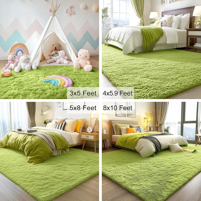 OLANLY 3x5 Machine Washable Small Bedside Rug, Soft Fluffy Shaggy Rugs - Image 5