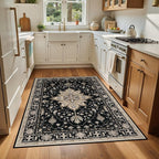 RELEANY Area Rugs 4'x6' Washable Non-Slip, Floral Vintage Distress Medallion - Image 3