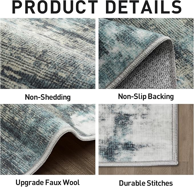 4x6 Area Rugs Washable Rug: Modern Abstract Living Room Rug Soft Anti-Skid Thin - Image 5