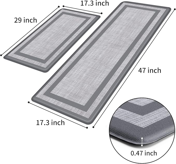 Mattitude Kitchen Mats Set of 2 Cushioned 0.47 inch Kitchen Rugs Non-Skid Rug - Image 2
