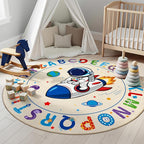 ABC Kids Alphabet Round Rug 6ft – Washable Soft Circle Nursery Rug, Non-Slip by KiginaraArt