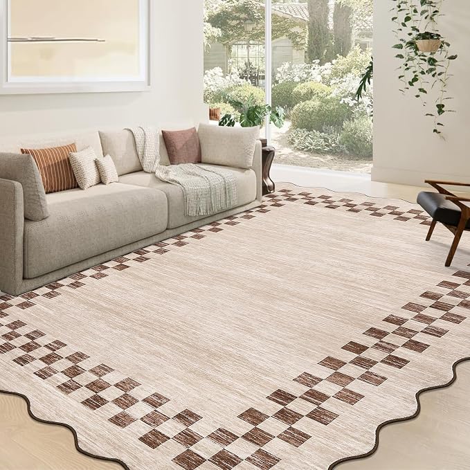 GarveeHome 8x10 Area Rug for Living Room Scalloped Washable Large Bedroom Rug by GarveeHome