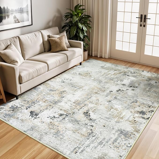 5x7 Area Rugs, Neutral Machine Washable Rugs - Image 7