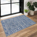 KUTA Moroccan Boho Entryway Rug, 2x3 Blue Beige Entrance Small Area Rug by KUTA