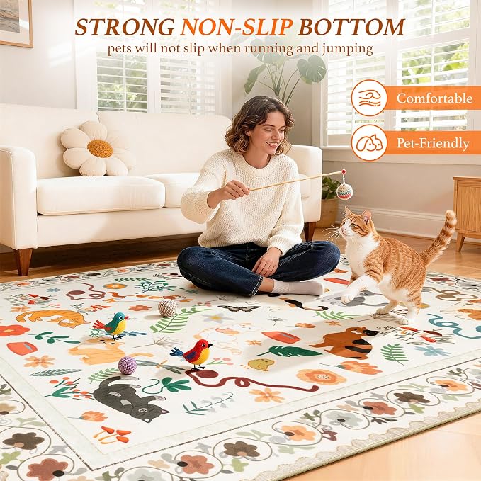 LIANLAM 2x6 Cat Themed Runner Rug - Image 3