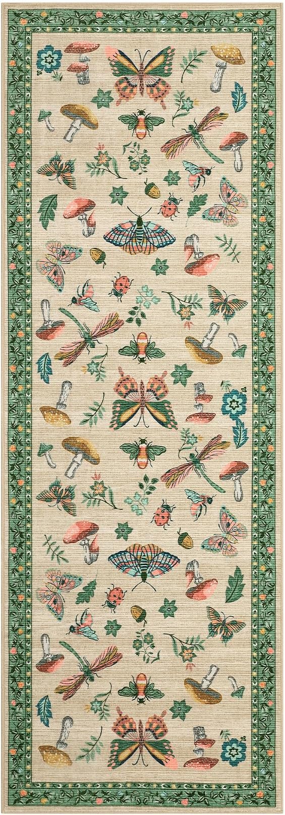 Mushroom Insect 2x6 Runner Rug for Hallway Washable Kitchen Rugs Non Slip - Image 4