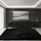 Black Rabbit Plush Rug 4'x6', Fluffy Shaggy Area Rug - Image 3