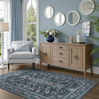 DCX Navy Blue 3x5 Entryway Rug, Machine Washable by DCXWashableRug