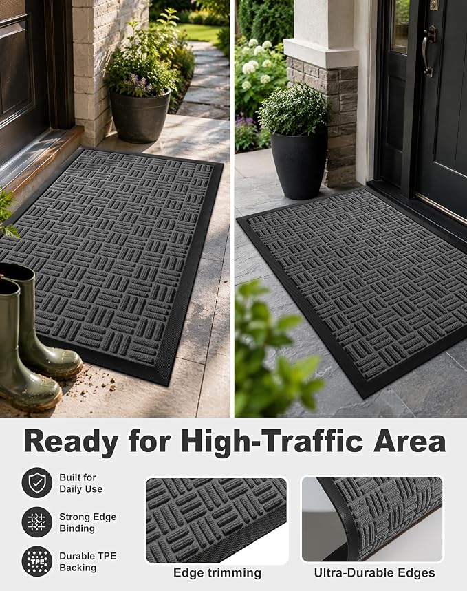 Mibao Front Door Mat Outdoor Entrance, Waterproof Dirt Trapper Doormat - Image 5