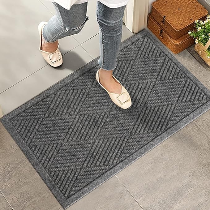 HIYARD Sturdy Front Door Mat, Absorbent Muddy Dirt Resist Welcome Door Mats by HIYARD