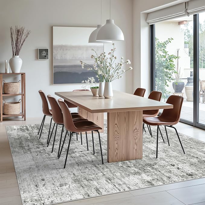 Soalmost Abstract Rug 8x10 Large Living Room Rugs Neutral Modern Washable Area - Image 4