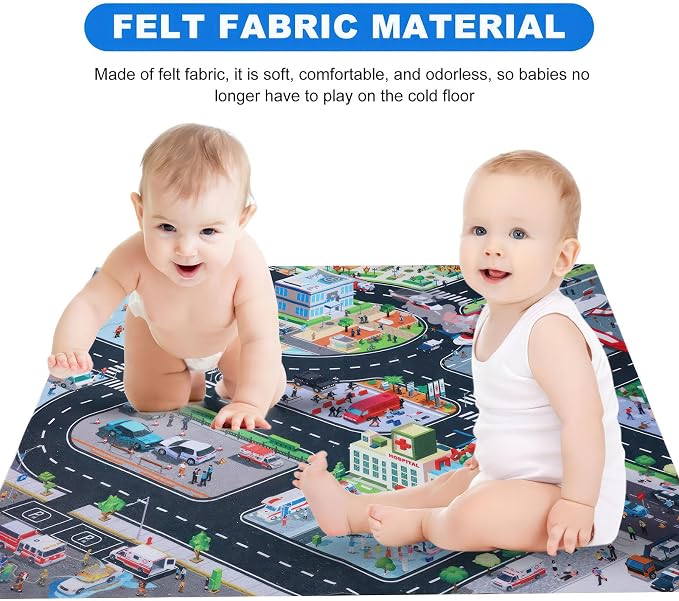 Houkiper Kids Carpet Playmat Rug, Felt Cloth Fire-Themed Game Playmat, Foldable - Image 7