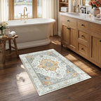 RELEANY Area Rugs Small 2'6"x4' Washable Non-Slip, Floral Vintage Distress by RELEANY
