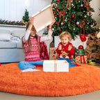 Round Orange Rug for Bedroom, 5 ft Circle Area Rugs for Living Room, Soft - Image 5