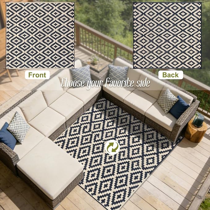 SAND MINE Reversible Mats, Plastic Straw Rug, Modern Area Rug, Large Floor Mat - Image 3