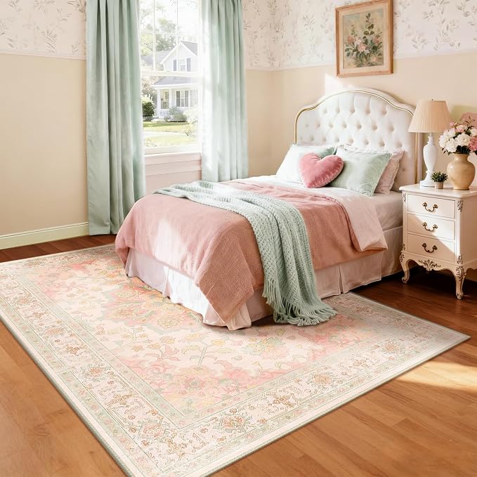 CAPALOCA Machine Washable Rugs Nursery Rug 8x10 Cute Girl Non Slip Low Pile - Image 9