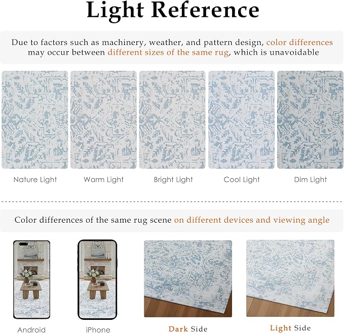 6x9 Fluffy Area Rug Blue Shag Neutral Carpet - Image 9