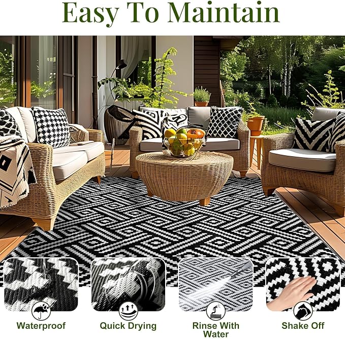 OPPODREAM Outdoor Rug 5x7 Ft, Waterproof Outdoor Plastic Straw Rug - Image 4
