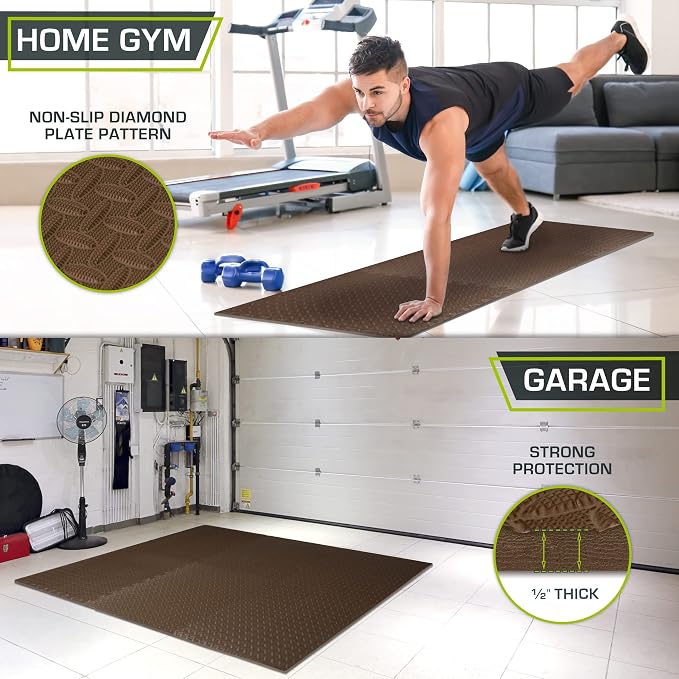 ProsourceFit Exercise Puzzle Mat 1/2-inch, EVA Interlocking Foam Floor Tiles - Image 3