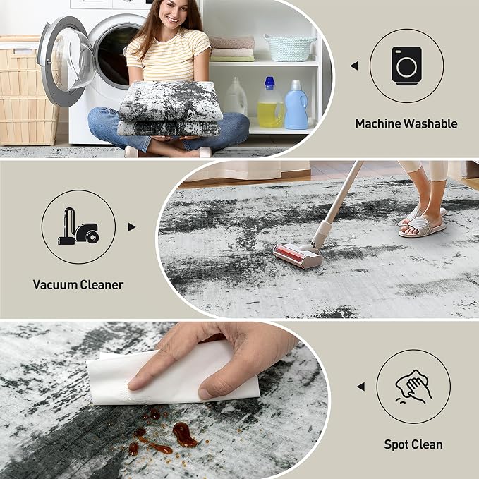 2'6''x8' Runner Rugs Washable Rug: Modern Abstract Living Room Rug Soft - Image 4