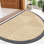 Smiry Half Circle Front Door Mat Outside Entrance, Heavy Duty Sturdy Natural by Smiry