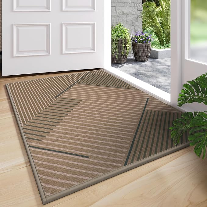 Front Door Mat 24''x35'', Non Slip Absorbent Dirt Resist Washable Low-Profile by QiCaiJia