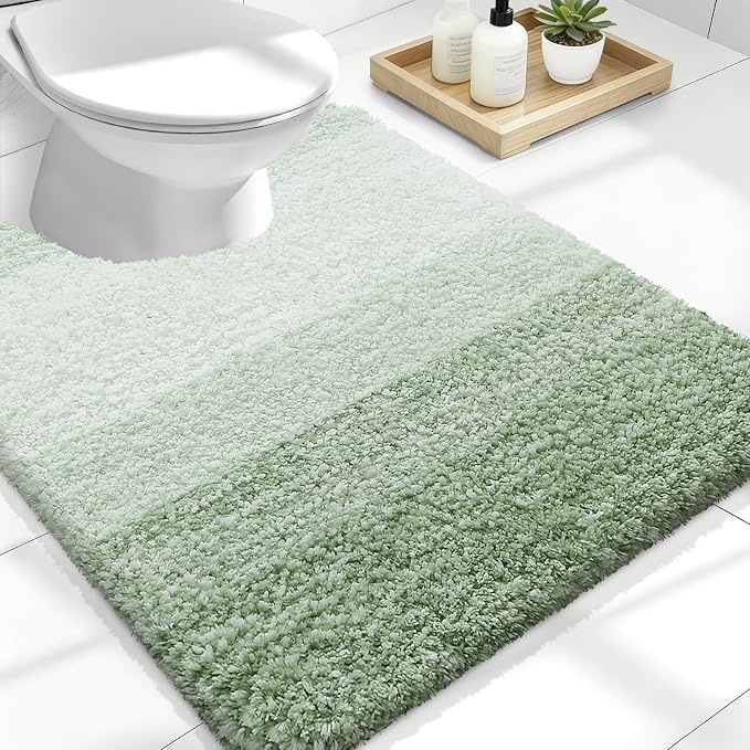 OLANLY Luxury Toilet Rugs U-Shaped 24x20, Extra Soft and Absorbent Microfiber by OLANLY