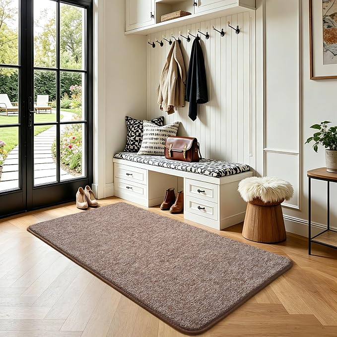 Keeko Soft 2x4 Small Runner Rug Brown, Bedside Rugs - Image 2