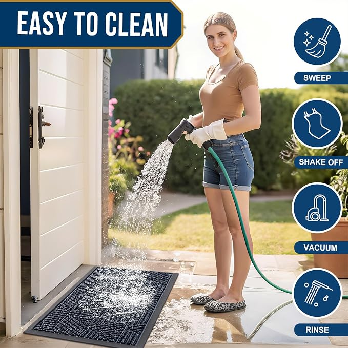 Smiry Front Door Mat Outside Entrance, Heavy Duty Sturdy Natural Rubber Doormat - Image 6